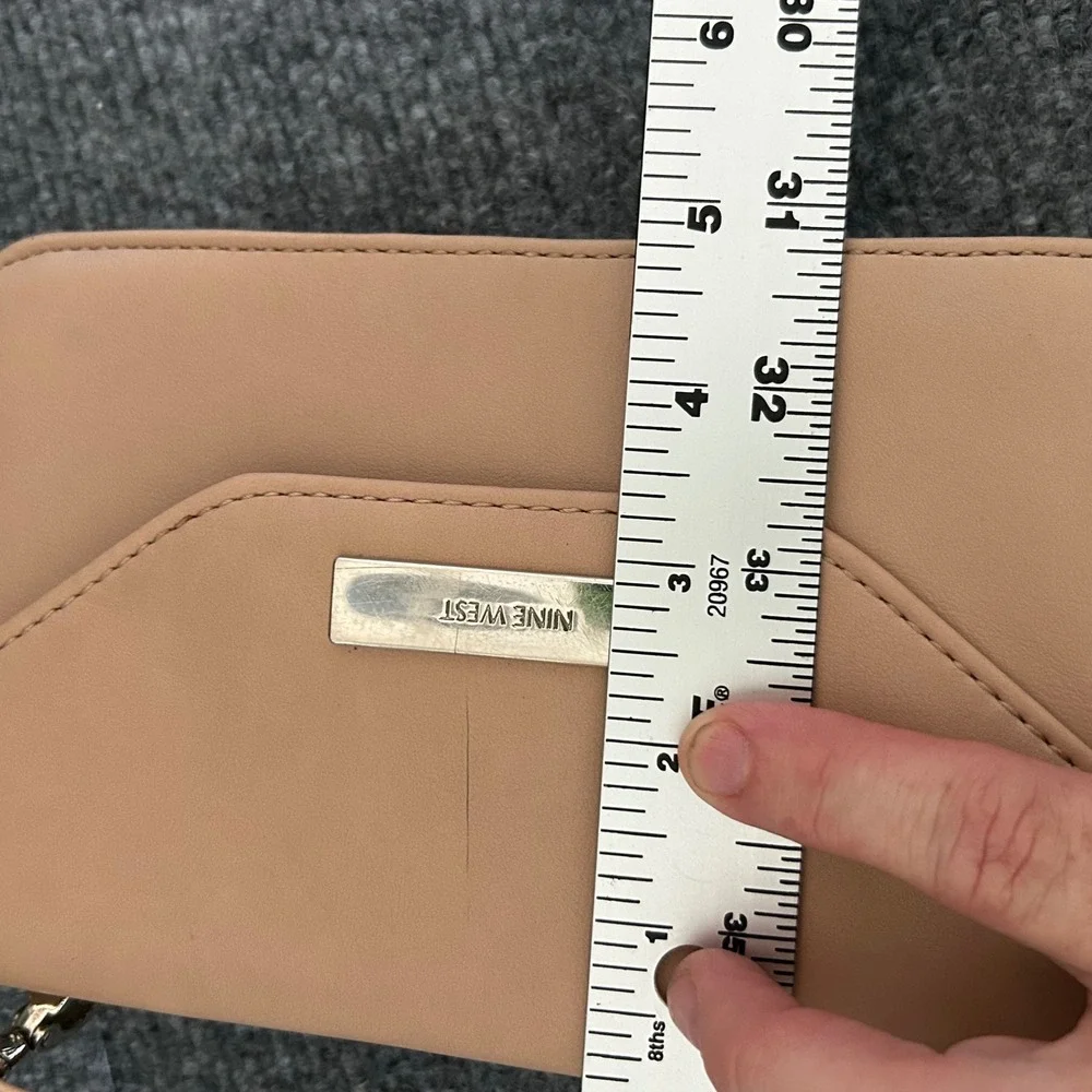 Nine West Tan Faux Leather Crossbody Wallet Bag Silver Tone Hardware